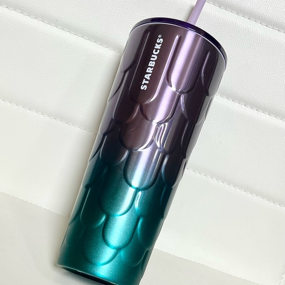 Starbucks 2023 Spring Purple/Teal Mermaid Scales Stainless Tumbler Cup Limited - Picture 3 of 10